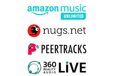 Logo Amazon Music Unlimited, nugs.net và 360 Reality Audio Live