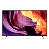 Ảnh chụp phía trước TV BRAVIA X80K với ảnh chụp màn hình chất liệu màu tím và cam